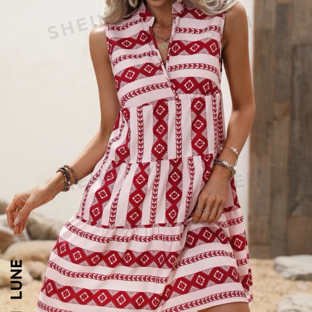 SHEIN Geoprint Smock Dress